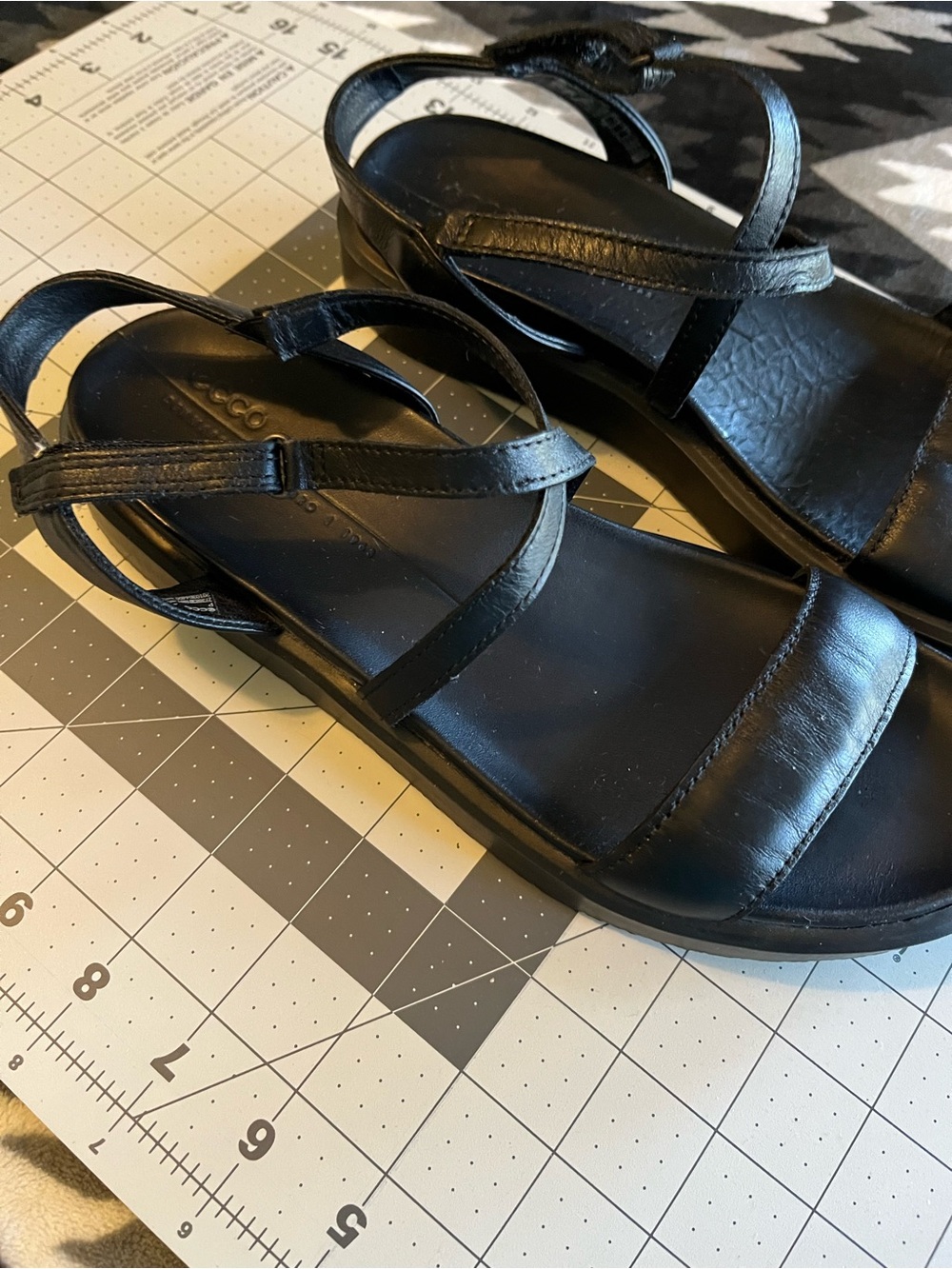 Ecco Black Leather Strappy Slingback Sandals. Size 8 - EU 39